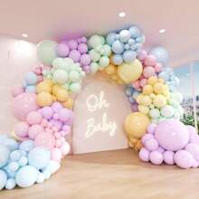 113pcs Pastel Rainbow Balloon Arch Kit, Macaron Color Assorted Party Balloon Garland Set, Suitable For Baby Shower, Wedding, Engagement, Birthday, Gender Reveal, Anniversary, Easter Decor