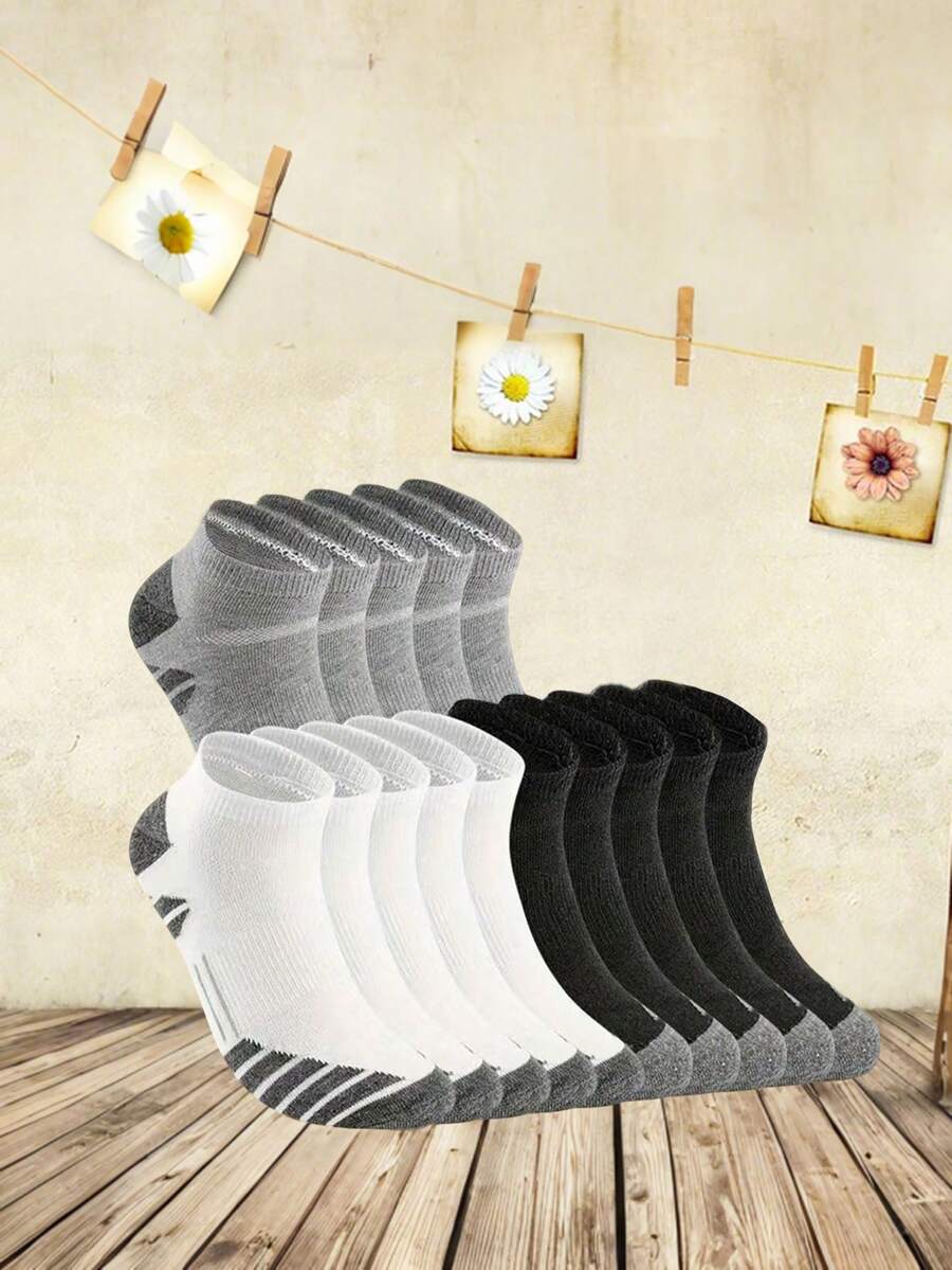 3pcs Moisture-Wicking, Breathable, Odor-Resistant Ribbed Ankle Socks - Multicolor - View 1