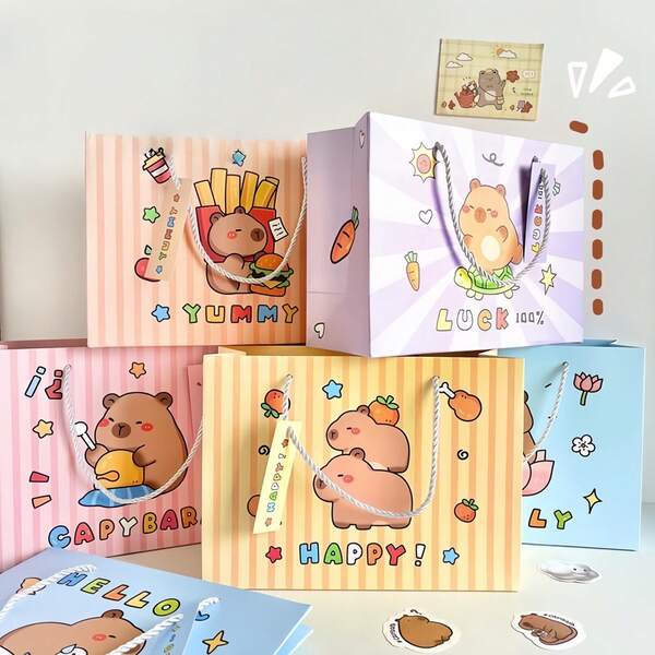 1/3/6pcs Cute Cartoon Capybara Gift Packaging Bags, Interesting Party Favors For Weddings, New Year, Easter, Valentine's Day And Other Occasions, Suitable For Gift Giving