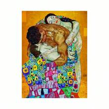 Set di ricamo di diamanti 5D a tema del bacio dorato di Gustav Klimt, artigianato fai-da-te per decorazione domestica, regalo, stile anime, ricamo a mosaico a tutto tondo con punto croce