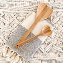 Set de 2 cucharas de cocina de bambú con forma de corazón: cucharas de amor, utensilios de cocina, cuchara de bambú grande, pala de cocina, decoración de inauguración de la casa/cumpleaños