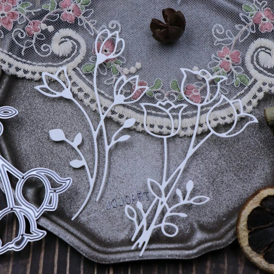 JOJOART Troqueles metálicos con forma de flores para scrapbooking, nuevos diseños de troqueles de flores para hacer tarjetas y álbumes de fotos, manualidades de papel hechas a mano - Plateado - Ver 1