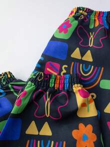 Girls' Windbreaker Set With Hood Pop Retro Black 0565 - Laluna - 黑色 - 查看 4