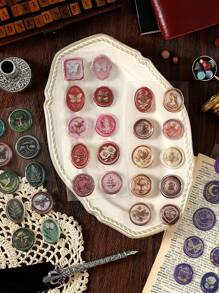 1pc Wax Seal Stickers, 3D Wax Seal Stamp Made Of PVC Material That Can Be Peeled Off And Used, Retro 3D Wax Seal Stamp Envelope Seals, Scrapbooking Decoration, Back To School