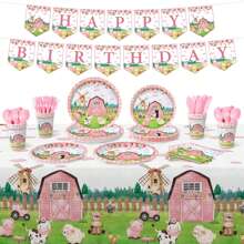 1pc Farm Animals Happy Birthday Banner, Birthday Party Supplies Farm Animal Theme Party Decorations, Simple & Stylish Party Decor