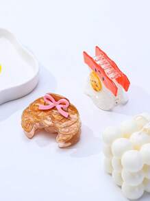 INS Style Creative Food Crab Clip, Korean Smile Bread/Crescent Hair Claw Small Acrylic Hair Clip, Summer Hair Clips Hair Jaw Clip Hair Clamps Hair Clutch Hair Catcher Clip
