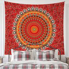 Boho Suede Mandala Wall Hanging Tapestry, Large Red Mandala Hippie Tapestry - Mandala 5 - View 3
