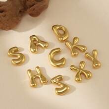 18K Bubble Letter Necklace Gold For Women, Initial Necklaces Rhinestone Chunky Bubble Letter Necklace As Mother's Day Gifts Charm Puff Name Pendant Alphabet Necklaces Non Tarnish Gold Plated Jewelry