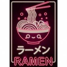 1pc Gift Neon Vintage Japanese Food Ramen Sushi Cat Posters And Prints Canvas Painting Wall Arts Kawaii Cuisine Room Home Shop Decor Optional Frame ,Wall Art With Frame - Multicolor - View 13