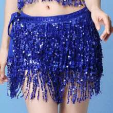 万圣节肚皮舞服装闪光亮片流苏裙，时尚肚皮舞腰带裙