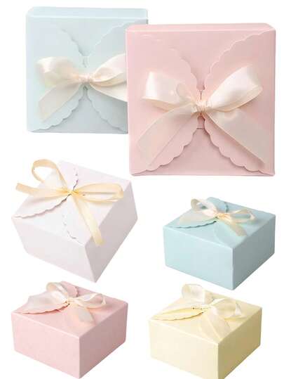10个/5个/1个装 简约手工方形折叠礼盒，白色纸板手工皂花方形礼盒，粉色礼盒，简约折叠小纸盒，包装盒，礼盒，婚礼用品，结婚礼物，婚礼装饰，节日礼盒，派对礼盒，丝带礼盒，情人节，彩色纸板包装，适用于母亲节、毕业典礼、婚礼回礼、新年、婚宴、桌面装饰、生日