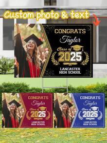 1pc Customized Campus Graduation Photo Lawn Plaque, Personalized 2025 Graduates' Names, Avatars, And School Names, Diy Commemorative Photo Set Decoration, High-Quality Materials Suitable For Outdoor Courtyard Use - Multicolor - View 2