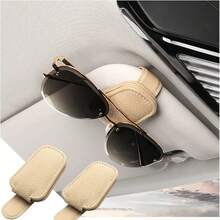 1pc PU Sun Visor Clip-On, Universal For All Vehicles, Multi-Function Car Storage, Sunglasses Holder, Eyeglasses Hook, Card/Document Clip, Black & Gray - Multicolor - View 18