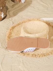 Women's Summer Fashion New Hollow Cross Straps Casual Comfy Square Toe Flat Slide Sandals