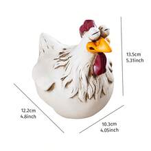 1pc Funny Fencing Decor White Hen Ornament, Whimsical Expression Yard Fence Decoration Hen, Waterproof Resin Material Yard Garden Decoration, Suitable For Garden, Ranch Fencing Decor - Multicolor - View 11