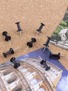 200 个/盒黑色图钉，适用于学生的可扩展创意艺术用品、办公和学校用品、适用于墙壁、软木板、地图、日历、照片、地图钉、塑料头图钉、带储物盒、DIY 工艺项目、家庭办公室组织、返校、万圣节、圣诞节、新年派对装饰 - 彩色 - 查看 2