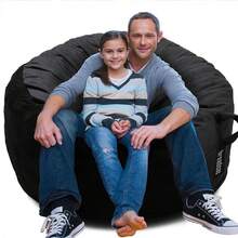 Bean Bag Chairs, Foam Stuffing Bean Bag Chair Adults/Teens/Kids, Velvet Lazy Sofa Furniture With Removable High-Rebound Foam Living Room Bedroom College Dorm-Cll - Black (Removable Cover) - View 1