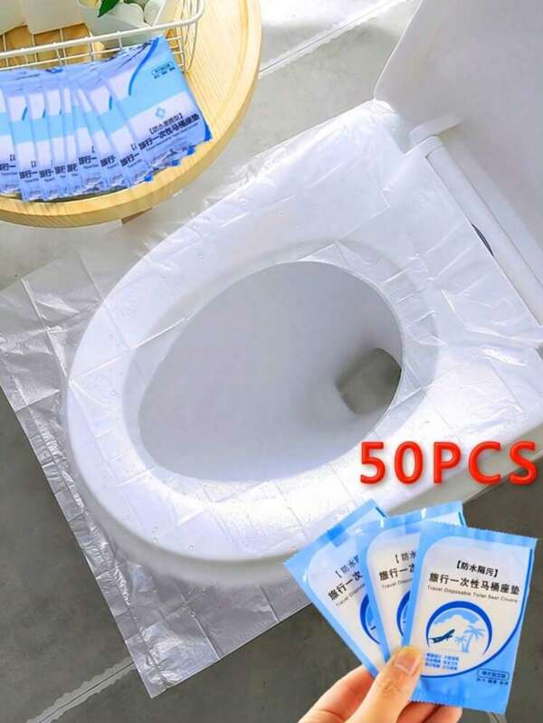 1 Stück/50 Stück Einweg Toilettensitzabdeckung, tragbare Reise Geschäfts Toilettenauflage, wasserdichte tragbare Toilettenpapier Auflage, Reiseessentiell