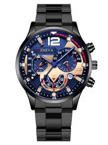 Conjunto de 5 relojes de cuarzo para hombre, estilo minimalista, caja redonda de aleación, pulsera de aleación para negocios, elegante juego de regalo