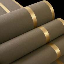 1 Roll Nordic Style Modern Minimalist Horizontal Striped Faux Suede Wallpaper, 20.8 Inches X 374 Inches, Made Of Thick And Durable Nonwoven Fabric, Suitable For Living Room TV Background Wall Decoration - Coffee Brown - View 5