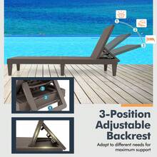 Lifezeal 1/2 PCS Outdoor Chaise Lounger Chair 3-Position Reclining Chair With Waterproof Rattan Brown/Black - 棕色-2pcs - 查看 3