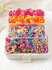528pcs/517pcs/70pcs/501pcs/345pcs/100pcs Assorted Hair Accessories Set For Girls, Including Sweet Simple Elastic Hair Ties, Fashion Versatile Small Flower Hair Claws, Cartoon Butterfly Hair Clips, Suitable For Gifts And Daily Wear (Random Color - OPP Bag)