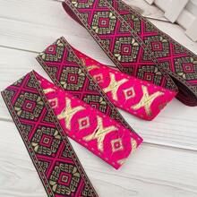 3.3cm Width Vintage Embroidered Lace Trim Ribbon Geometric Retro Pattern For DIY Clothing Bags Curtain