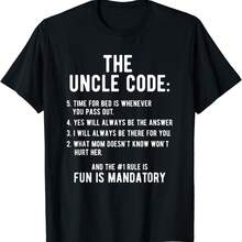Funny Uncle Gifts From Niece Nephew The Uncle Code Cool T-Shirt - Black - View 1