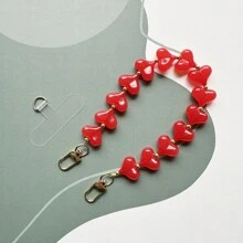 Modieuze, doorschijnende, met kralen versierde telefoonkoord van acryl met perzikmotief, een leuk Valentijnsdagcadeau
