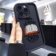 Funda protectora para teléfono móvil con diseño estampado de versículo bíblico, a prueba de golpes, compatible con 16, 15, 14, 13, 12 ProMAX y 11, adecuada como regalo para hombres y novias - Blanco - Ver 4