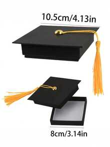 Graduation Gift Box, Black Graduation Cap Gift Box With Gold Tassel, 2025 Metal Badge. Suitable For Gifting To Classmates - Multicolor - View 3