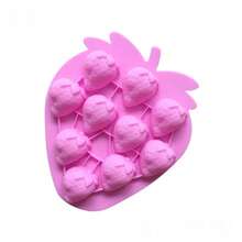 1pc Silicone Strawberry Shaped Ice Cube Tray, Chocolate Mold, Pudding, Jelly, Candy Mold, Whiskey Ice Cube Tray, Frozen Cocktail Whiskey Ice Cube Tray, Kitchen Accessory, Apartment Essential, Party Supplies - Multicolor - View 10