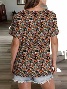 大码休闲印花T恤，假日风情夏日度假 - 彩色 - 查看 4