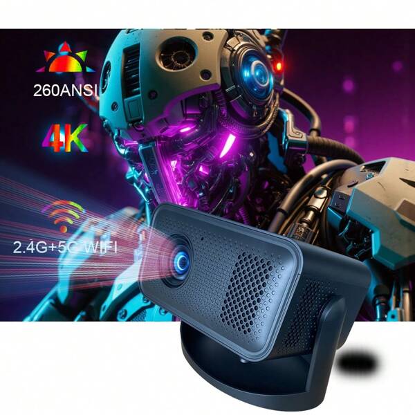 4K Ultra HD Portable Projector With Dual-Band WiFi, Multi-Function To Connect Android, IOS Phones, TV, Home KTV, For Presentation, Meeting, Gifts For Friends, Wireless Screen Mirroring, Supports HD, USB To Link Multiple Devices