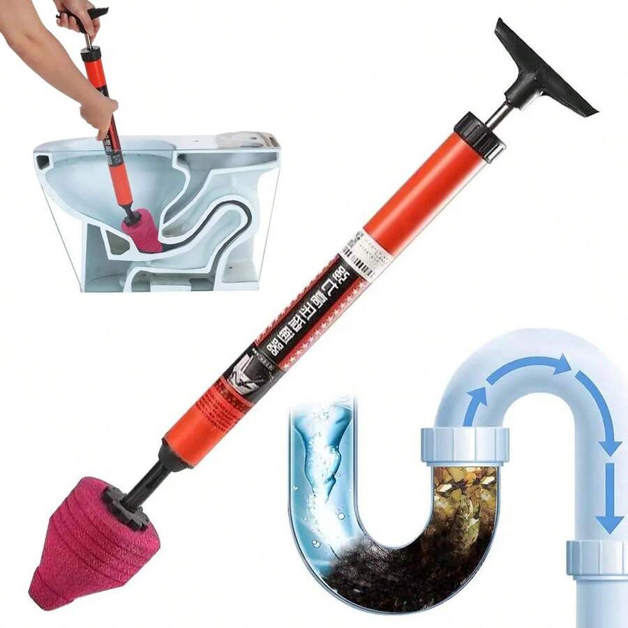 Heavy Duty High Pressure Bathroom Toilet Unblock Plunger Clog Rubber Drain Buster Vacuum Pump With Ergonomic Handle - Red - View 1