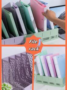 Desktop Organizer Document File Holder Rack, High Capacity Storage For Files, Papers, Stationery Office Supplies