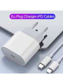 Ensemble chargeur 20W avec prise EU, chargeur mural multifonction PD 20W avec protection, ensemble chargeur et câble de données rapide, ensemble chargeur avec tête de charge rapide 20W. Câble de charge rapide et efficace compatible avec 14 Pro Max/14 Pro/14 Plus/14/13/12/11/8/7/XR/X, iPad, et autres. Convient pour les voyages, le bureau, le dortoir et l'adaptateur domestique