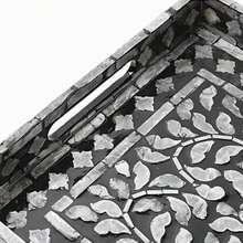 1pc Rectangular Mother Of Pearl Shell Tray, Luxury Natural Shell Decor For Living Room, Bathroom, Kitchen, Tableware, Cosmetics, Tea Table, Fruit Bowl, Party, Holiday Gifts, Wedding, Christmas, New Year - Black - View 8