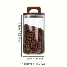 EGKEA 1 个 650ml - 1100ml 红木盖玻璃罐，大号储物罐，食品储存容器，带手柄玻璃罐，香料罐，谷物容器 - 透明 - 查看 12