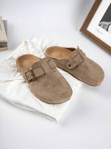 Cork Thick Sole Mule Slippers, Comfortable Slip-On Sandals, Retro Casual Closed Toe Slippers For Students, Summer Wear (Size Runs Small, Suggest Ordering One Size Up)