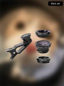 3-In-1 Mobile Phone Lens Kit, Compatible With IPhone 16/15/14/13/12/11 And Other Smartphones, Tablets, IPads & Laptops, Includes Fisheye Lens, 3-In-1 Macro & Wide Angle Lens, Universal Clip, Microfiber Carrying Pouch Compatible With Iphone Android Phone For Summer Vacation, Travel, Creative Photography Phone Accessories