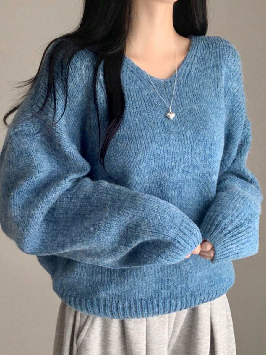 2025 Autumn/Winter New Casual Women Long Sleeve Sweater - Blue - View 1