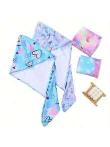 2pcs Microfiber Hair Towel Wrap For Kids 2 Packs Rapid Drying Hair Towel With Button Hair Turbans For Wet Hair Wraps Head Towel Wrap For Girls, Dark Unicorn