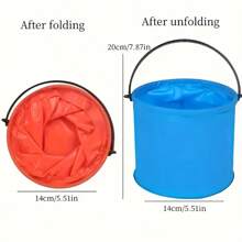 1/2 Mini Folding Beach Bucket - Perfect For Beach And Water Games, Made Of Durable PVC, Versatile For Outdoor Garden Watering, Cleaning, Camping, Traveling, Beach Outings, And Picnics, Available In Random Colors.
