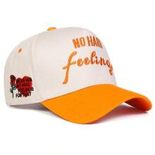 1Piece Men Letter Love Heart Embroidered Baseball Cap Outdoor Adjustable Sunscreen Leisure Hat Spring Autumn Travel Tourism Beach Vacation - 橘色 - 查看 10