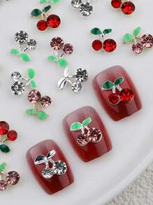 30 Pezzi Decorazioni per unghie in 3D a forma di ciliegie, cristalli per unghie, glitter per unghie, strass in stile Kawaii, diamanti, cristalli per realizzare creazioni di gioielleria e decorazioni per unghie fai-da-te, ideale per manicure e arte di unghie, stile premium in metallo Y2K, set di accessori per unghie