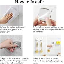 1pc Stainless Steel Sink Sponge Holder, Strong Adhesive Self-Adhesive Dry Rack, Kitchen Sink Drainage Dry Rack, Cleaning Sponge Rack Hook, Durable & Fashionable Bathroom Accessory