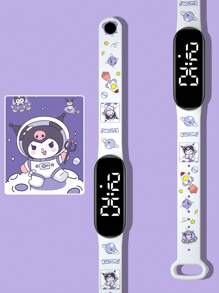 Sanrio 1 pièce Montre numérique étanche pour enfants garçons et filles, à piles sèches, avec motif de chaton de dessin animé LED, convient pour le port quotidien et les cadeaux