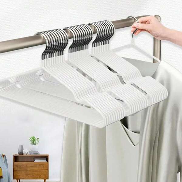 5/20/40pcs White Stainless Steel Bold Hanger, Modern Pink Anti-Slip Clothes Hanger For Household/Holiday Essentials/Bathroom Accessories/Travel Essentials/Travel/Bathroom/Bedroom Decor