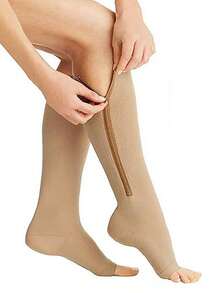 1PC Elastic Socks Cycling Long Tube Compression Socks For Men And Women Calf Outdoor Fitness Jogging Sports Compression Socks - Apricot - View 1